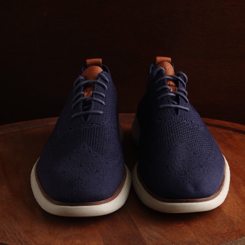 Cole Haan Oxfords Mens SZ 11M Blue Stitchlite Zerogrand Wingtip Knit Dress Shoes - Picture 3 of 13